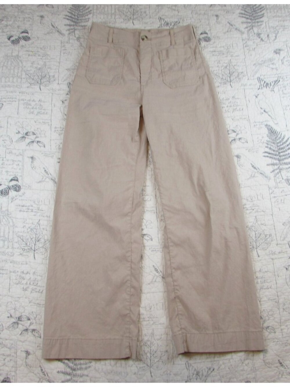 EUC Anthropologie Maeve The Colette Full Length stretch Linen Bld Pants Size 28